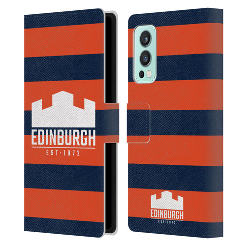 Edinburgh Rugby Graphics Stripes Leather Book Wallet Case Cover For OnePlus Nord 2 5G