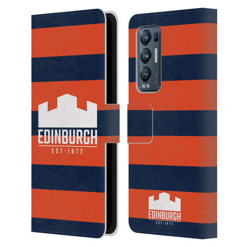 Edinburgh Rugby Graphics Stripes Leather Book Wallet Case Cover For OPPO Find X3 Neo / Reno5 Pro+ 5G