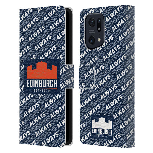 Edinburgh Rugby Graphics Logo Pattern Leather Book Wallet Case Cover For OPPO Find X5 Pro