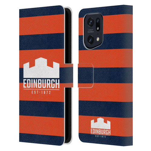 Edinburgh Rugby Graphics Stripes Leather Book Wallet Case Cover For OPPO Find X5 Pro