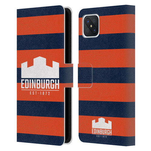 Edinburgh Rugby Graphics Stripes Leather Book Wallet Case Cover For OPPO Reno4 Z 5G