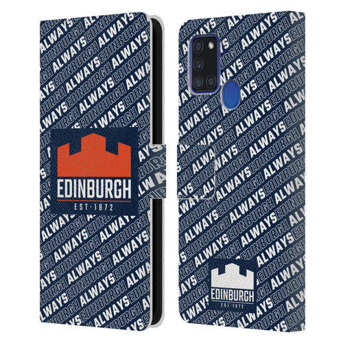 Edinburgh Rugby Graphics Logo Pattern Leather Book Wallet Case Cover For Samsung Galaxy A21s (2020)