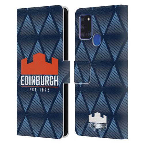 Edinburgh Rugby Graphics Pattern Leather Book Wallet Case Cover For Samsung Galaxy A21s (2020)