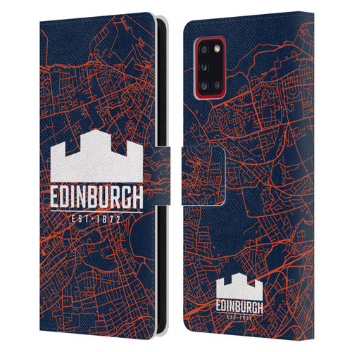 Edinburgh Rugby Graphics Map Leather Book Wallet Case Cover For Samsung Galaxy A31 (2020)