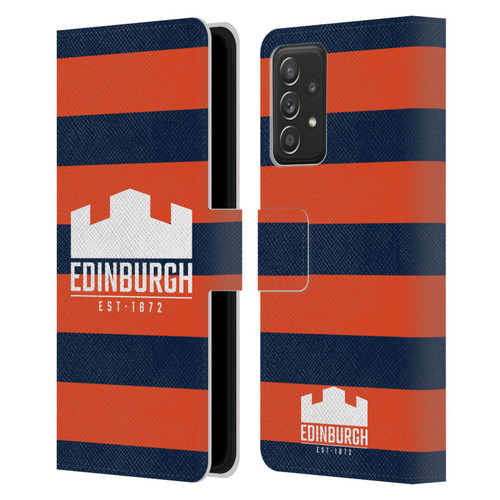 Edinburgh Rugby Graphics Stripes Leather Book Wallet Case Cover For Samsung Galaxy A52 / A52s / 5G (2021)
