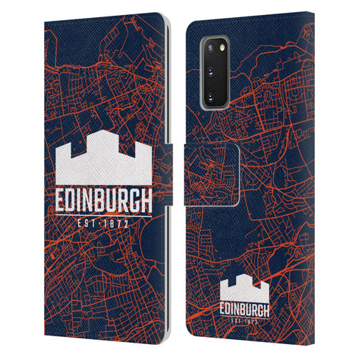 Edinburgh Rugby Graphics Map Leather Book Wallet Case Cover For Samsung Galaxy S20 / S20 5G