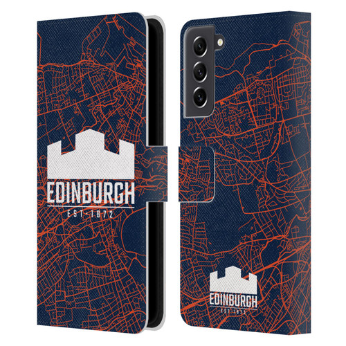 Edinburgh Rugby Graphics Map Leather Book Wallet Case Cover For Samsung Galaxy S21 FE 5G