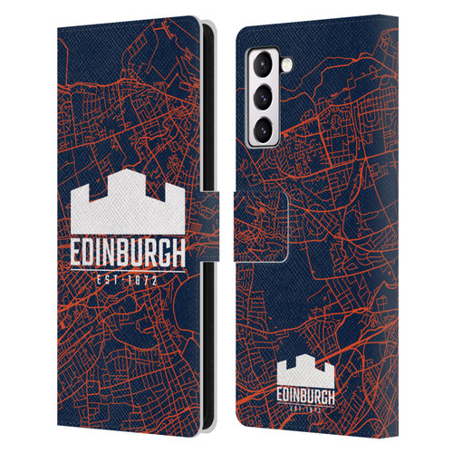 Edinburgh Rugby Graphics Map Leather Book Wallet Case Cover For Samsung Galaxy S21+ 5G