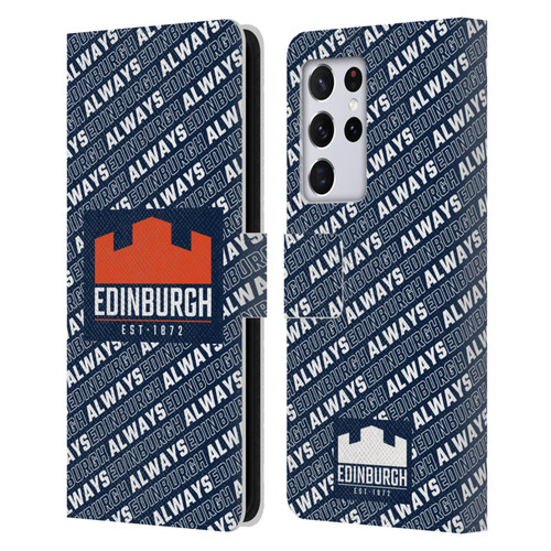 Edinburgh Rugby Graphics Logo Pattern Leather Book Wallet Case Cover For Samsung Galaxy S21 Ultra 5G