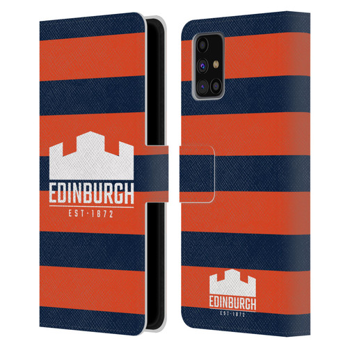 Edinburgh Rugby Graphics Stripes Leather Book Wallet Case Cover For Samsung Galaxy M31s (2020)