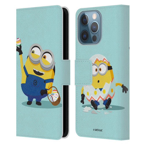 Minions Rise of Gru(2021) Easter 2021 Bob Egg Hunt Leather Book Wallet Case Cover For Apple iPhone 13 Pro