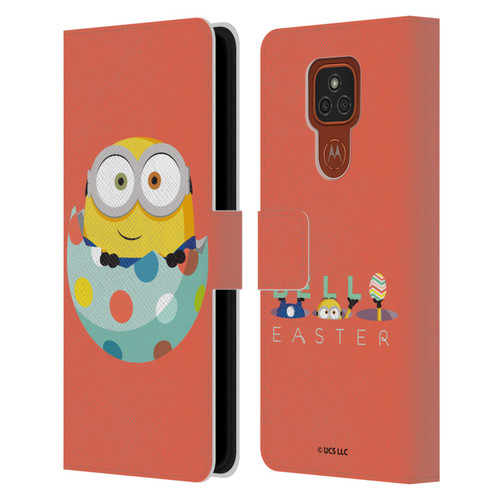 Minions Rise of Gru(2021) Easter 2021 Bob Egg Leather Book Wallet Case Cover For Motorola Moto E7 Plus