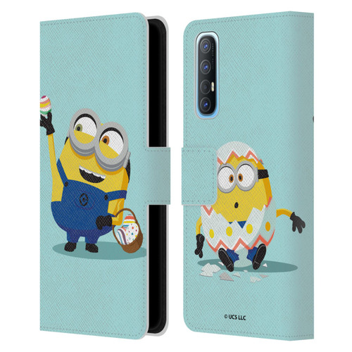 Minions Rise of Gru(2021) Easter 2021 Bob Egg Hunt Leather Book Wallet Case Cover For OPPO Find X2 Neo 5G