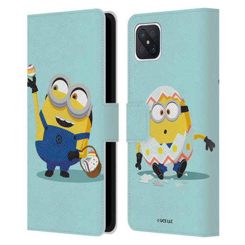 Minions Rise of Gru(2021) Easter 2021 Bob Egg Hunt Leather Book Wallet Case Cover For OPPO Reno4 Z 5G