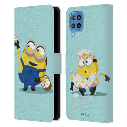 Minions Rise of Gru(2021) Easter 2021 Bob Egg Hunt Leather Book Wallet Case Cover For Samsung Galaxy F22 (2021)