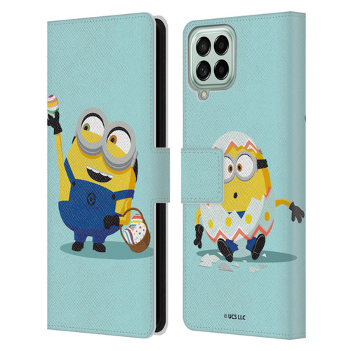 Minions Rise of Gru(2021) Easter 2021 Bob Egg Hunt Leather Book Wallet Case Cover For Samsung Galaxy M53 (2022)