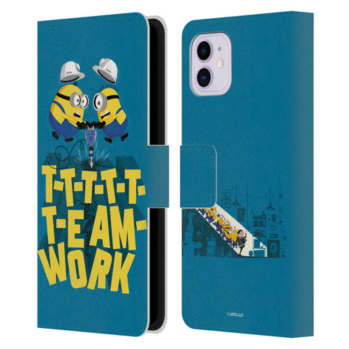 Minions Rise of Gru(2021) Graphics Teamwork Leather Book Wallet Case Cover For Apple iPhone 11