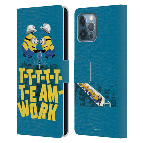 Minions Rise of Gru(2021) Graphics Teamwork Leather Book Wallet Case Cover For Apple iPhone 12 Pro Max