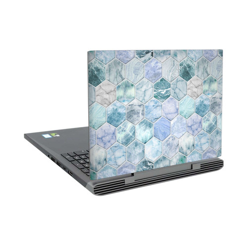 Micklyn Le Feuvre Marble Patterns Ice Blue And Jade Stone And Hexagon Tiles Vinyl Sticker Skin Decal Cover for Dell Inspiron 15 7000 P65F