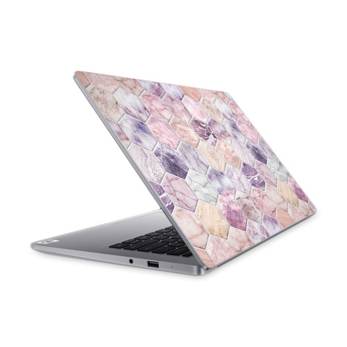 Micklyn Le Feuvre Marble Patterns Rose Quartz And Amethyst Stone And Hexagon Tile Vinyl Sticker Skin Decal Cover for Xiaomi Mi NoteBook 14 (2020)