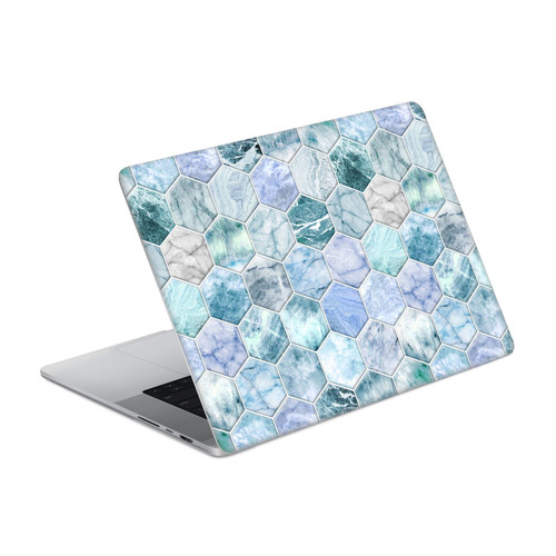 Micklyn Le Feuvre Marble Patterns Ice Blue And Jade Stone And Hexagon Tiles Vinyl Sticker Skin Decal Cover for Apple MacBook Pro 16" A2485