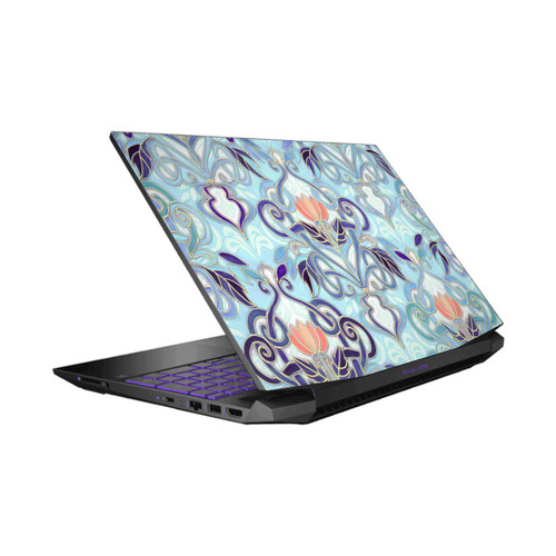 Micklyn Le Feuvre Patterns 2 Indigo Blue Art Nouveau With Peach Flowers Vinyl Sticker Skin Decal Cover for HP Pavilion 15.6" 15-dk0047TX