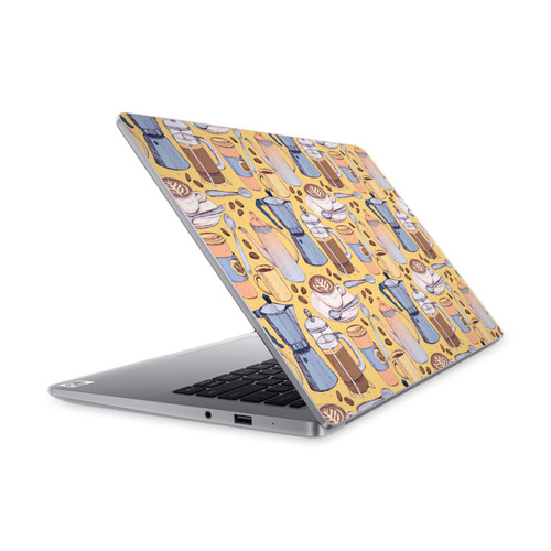 Micklyn Le Feuvre Patterns 2 Coffee Love On Yellow Vinyl Sticker Skin Decal Cover for Xiaomi Mi NoteBook 14 (2020)