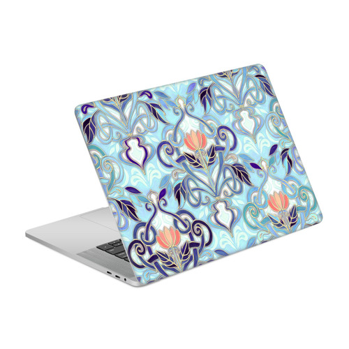 Micklyn Le Feuvre Patterns 2 Indigo Blue Art Nouveau With Peach Flowers Vinyl Sticker Skin Decal Cover for Apple MacBook Pro 15.4" A1707/A1990