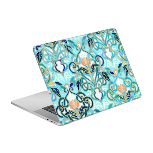 Micklyn Le Feuvre Patterns 2 Ocean Aqua Art Nouveau With Peach Flowers Vinyl Sticker Skin Decal Cover for Apple MacBook Pro 15.4" A1707/A1990