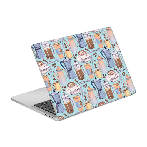 Micklyn Le Feuvre Patterns 2 Coffee Love On Blue Vinyl Sticker Skin Decal Cover for Apple MacBook Pro 13.3" A1708