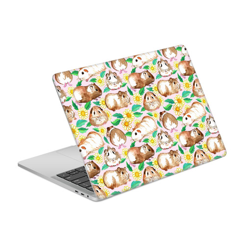 Micklyn Le Feuvre Patterns 2 Guinea Pigs And Daisies In Watercolour On Pink Vinyl Sticker Skin Decal Cover for Apple MacBook Pro 13.3" A1708