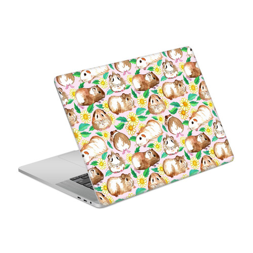 Micklyn Le Feuvre Patterns 2 Guinea Pigs And Daisies In Watercolour On Pink Vinyl Sticker Skin Decal Cover for Apple MacBook Pro 16" A2141