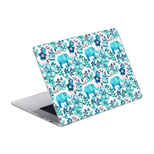 Micklyn Le Feuvre Patterns 2 Dusty Pink White And Teal Elephant Vinyl Sticker Skin Decal Cover for Apple MacBook Pro 14" A2442