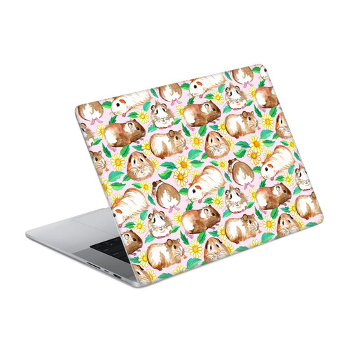 Micklyn Le Feuvre Patterns 2 Guinea Pigs And Daisies In Watercolour On Pink Vinyl Sticker Skin Decal Cover for Apple MacBook Pro 14" A2442