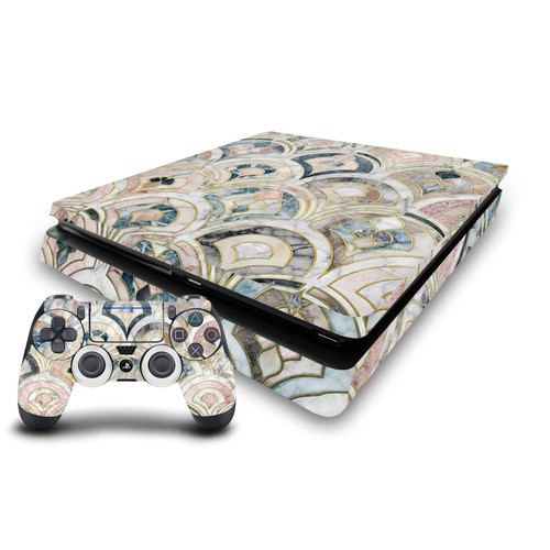 Micklyn Le Feuvre Art Mix Art Deco Tiles In Soft Pastels Vinyl Sticker Skin Decal Cover for Sony PS4 Slim Console & Controller