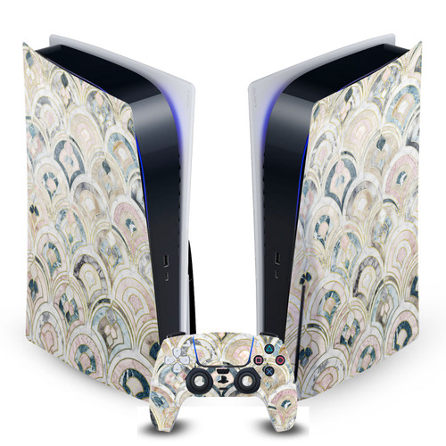Micklyn Le Feuvre Art Mix Art Deco Tiles In Soft Pastels Vinyl Sticker Skin Decal Cover for Sony PS5 Disc Edition Bundle