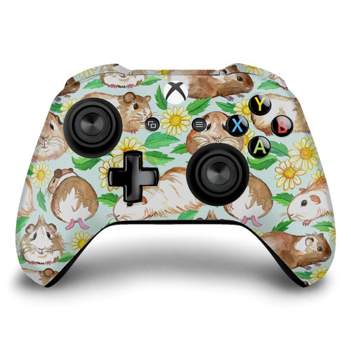 Micklyn Le Feuvre Art Mix Guinea Pigs And Daisies In Watercolour On Mint Vinyl Sticker Skin Decal Cover for Microsoft Xbox One S / X Controller