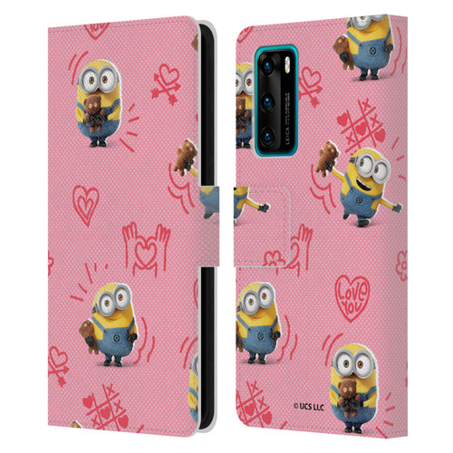 Minions Rise of Gru(2021) Valentines 2021 Bob Pattern Leather Book Wallet Case Cover For Huawei P40 5G