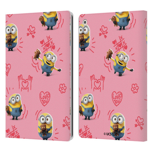 Minions Rise of Gru(2021) Valentines 2021 Bob Pattern Leather Book Wallet Case Cover For Apple iPad 10.2 2019/2020/2021