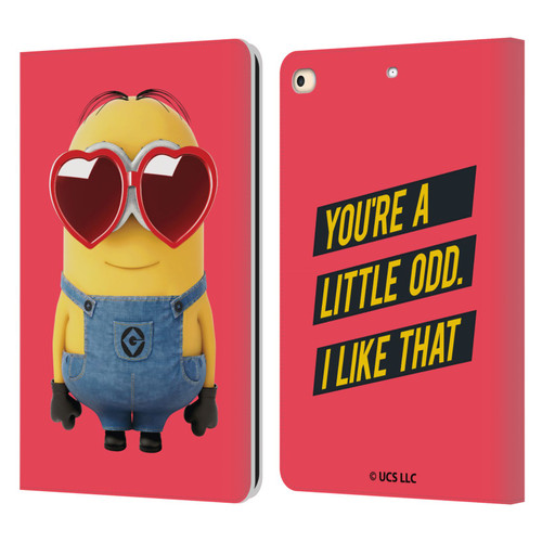 Minions Rise of Gru(2021) Valentines 2021 Heart Glasses Leather Book Wallet Case Cover For Apple iPad 9.7 2017 / iPad 9.7 2018