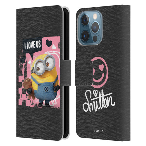 Minions Rise of Gru(2021) Valentines 2021 Bob Loves Bear Leather Book Wallet Case Cover For Apple iPhone 13 Pro