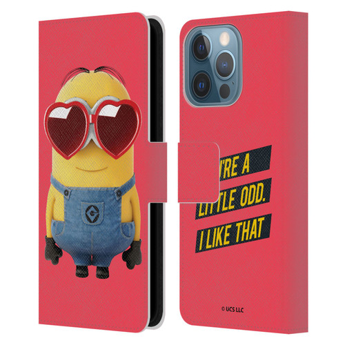 Minions Rise of Gru(2021) Valentines 2021 Heart Glasses Leather Book Wallet Case Cover For Apple iPhone 13 Pro