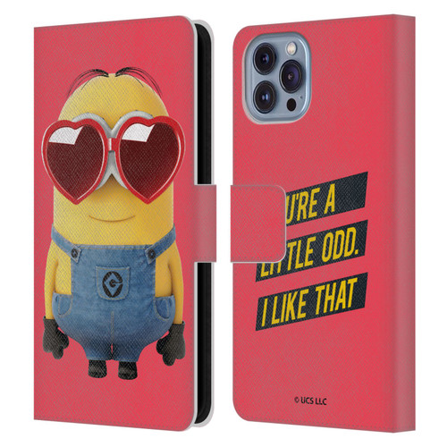 Minions Rise of Gru(2021) Valentines 2021 Heart Glasses Leather Book Wallet Case Cover For Apple iPhone 14