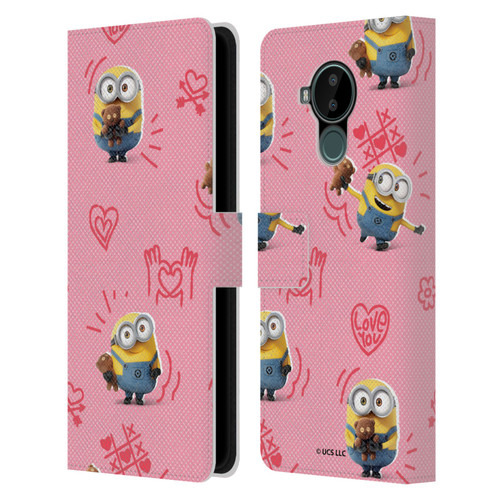 Minions Rise of Gru(2021) Valentines 2021 Bob Pattern Leather Book Wallet Case Cover For Nokia C30