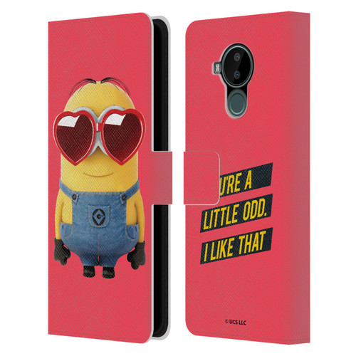 Minions Rise of Gru(2021) Valentines 2021 Heart Glasses Leather Book Wallet Case Cover For Nokia C30