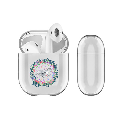 Micklyn Le Feuvre Animals Mama And Baby Unicorn Clear Hard Crystal Cover Case for Apple AirPods 1 1st Gen / 2 2nd Gen Charging Case