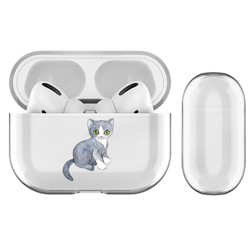 Micklyn Le Feuvre Animals Grey Kitten Clear Hard Crystal Cover Case for Apple AirPods Pro Charging Case