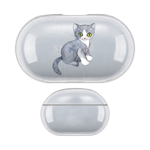 Micklyn Le Feuvre Animals Grey Kitten Clear Hard Crystal Cover Case for Samsung Galaxy Buds / Buds Plus