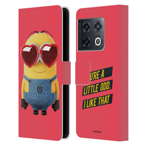 Minions Rise of Gru(2021) Valentines 2021 Heart Glasses Leather Book Wallet Case Cover For OnePlus 10 Pro
