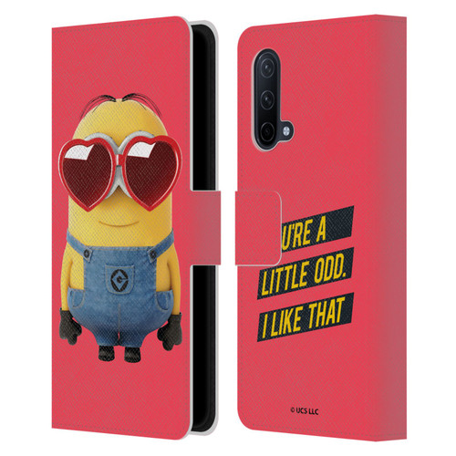 Minions Rise of Gru(2021) Valentines 2021 Heart Glasses Leather Book Wallet Case Cover For OnePlus Nord CE 5G